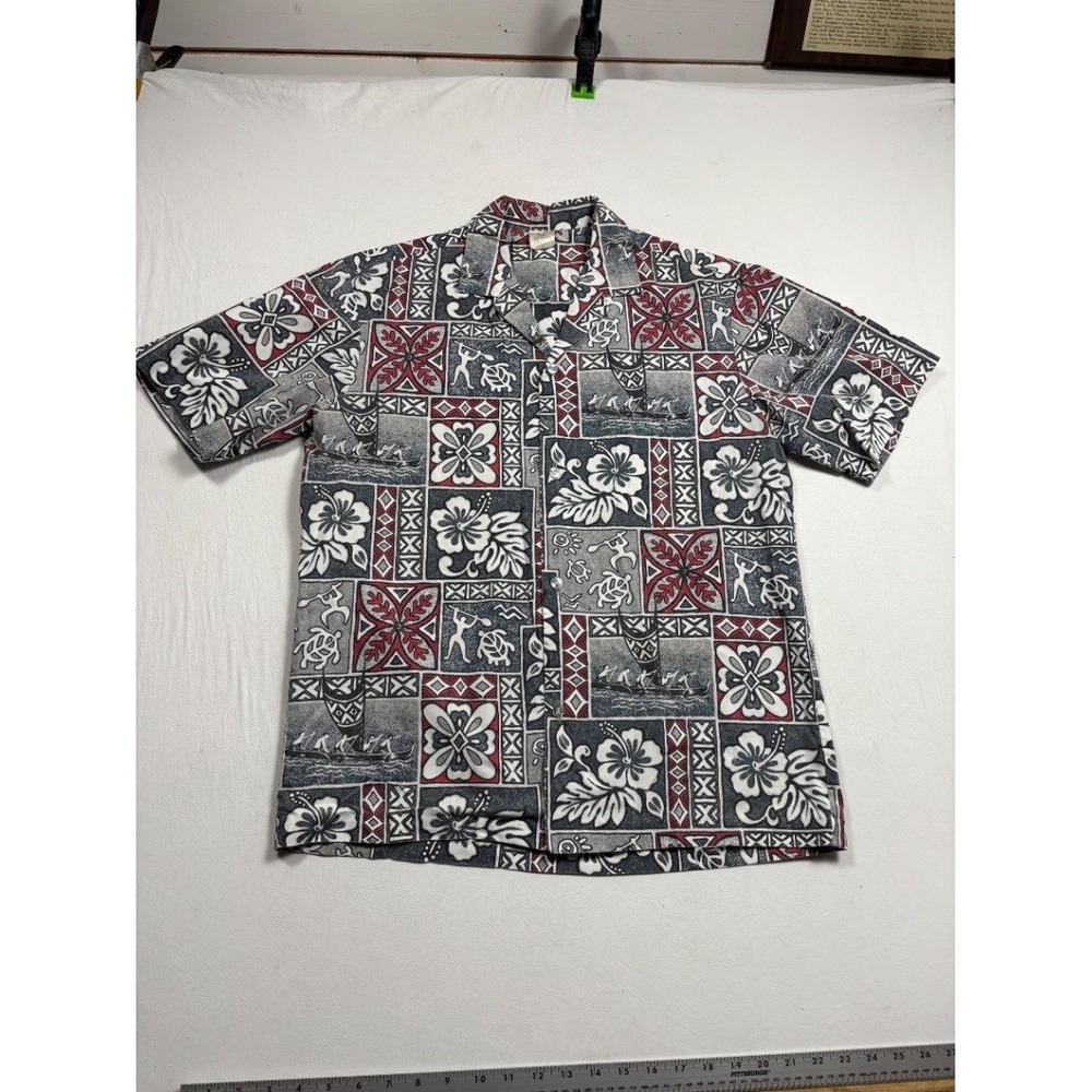 Vintage Royal Creations Men's Hawaiian Shirt Geometric Floral Short Sleeve XL